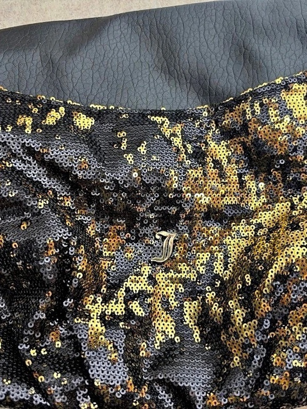 Juicy Couture Sequin Shoulder Bag in Black & Gold Like New